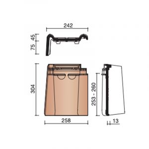 Koramic Tuile Du Nord Opalys Gevelpan Links - Leikleur Mat Engobe (703)
