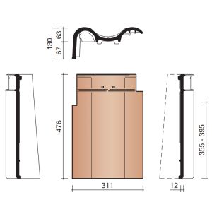 Koramic MaduraMax Gevelpan Links - Leikleur Mat Engobe (703)