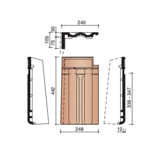 Koramic Standard Mulden Gevelpan Links (7080)