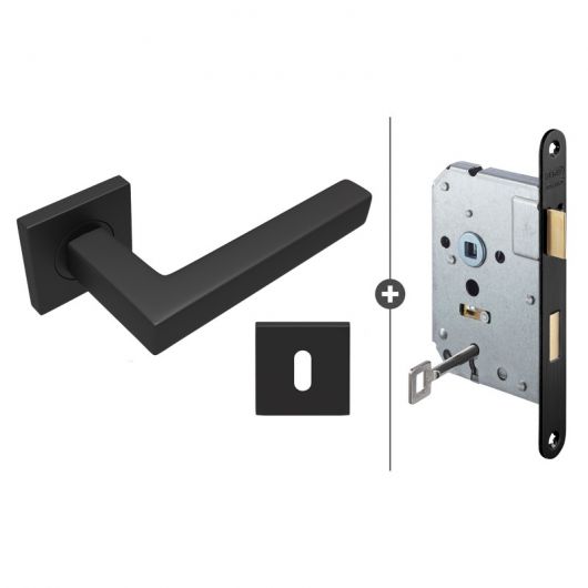 Skantrae Hang- en Sluitwerkpakket Squared 20 Regular - Klavierslot - Mat Zwart (2053) 