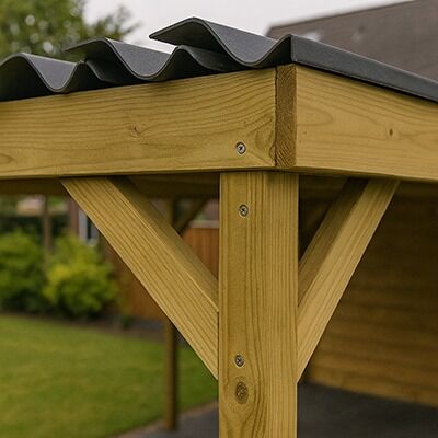 Overkapping met geïmpregneerde balk